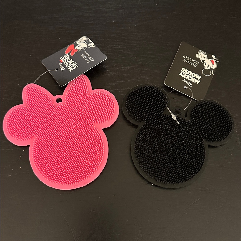 Disney Mickey & Minnie Mouse Silicone Scrub Pads - pink & black